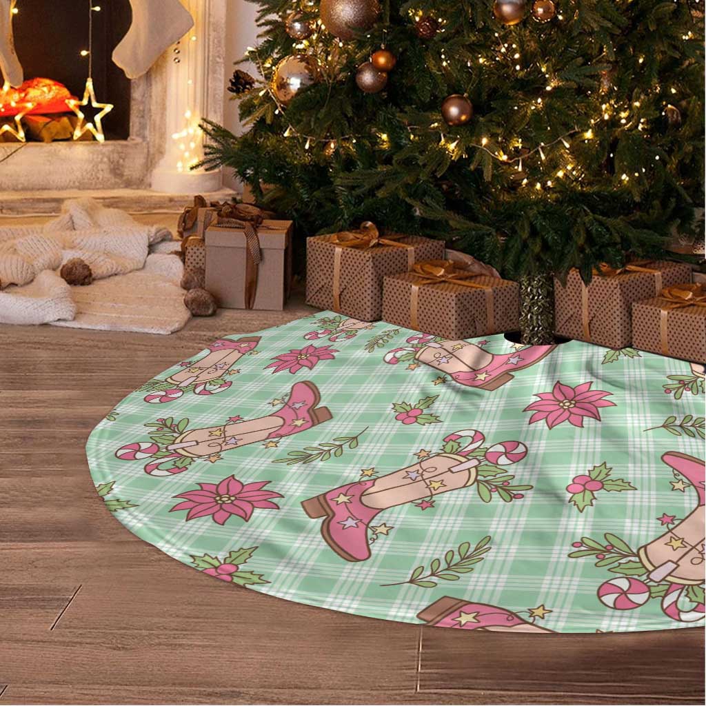 Green Paniolo Palaka Hawaiian Cowgirl Christmas Tree Skirt LT9 - Polynesian Pride