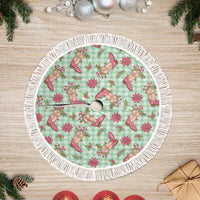Green Paniolo Palaka Hawaiian Cowgirl Christmas Tree Skirt LT9 Fringed Green - Polynesian Pride