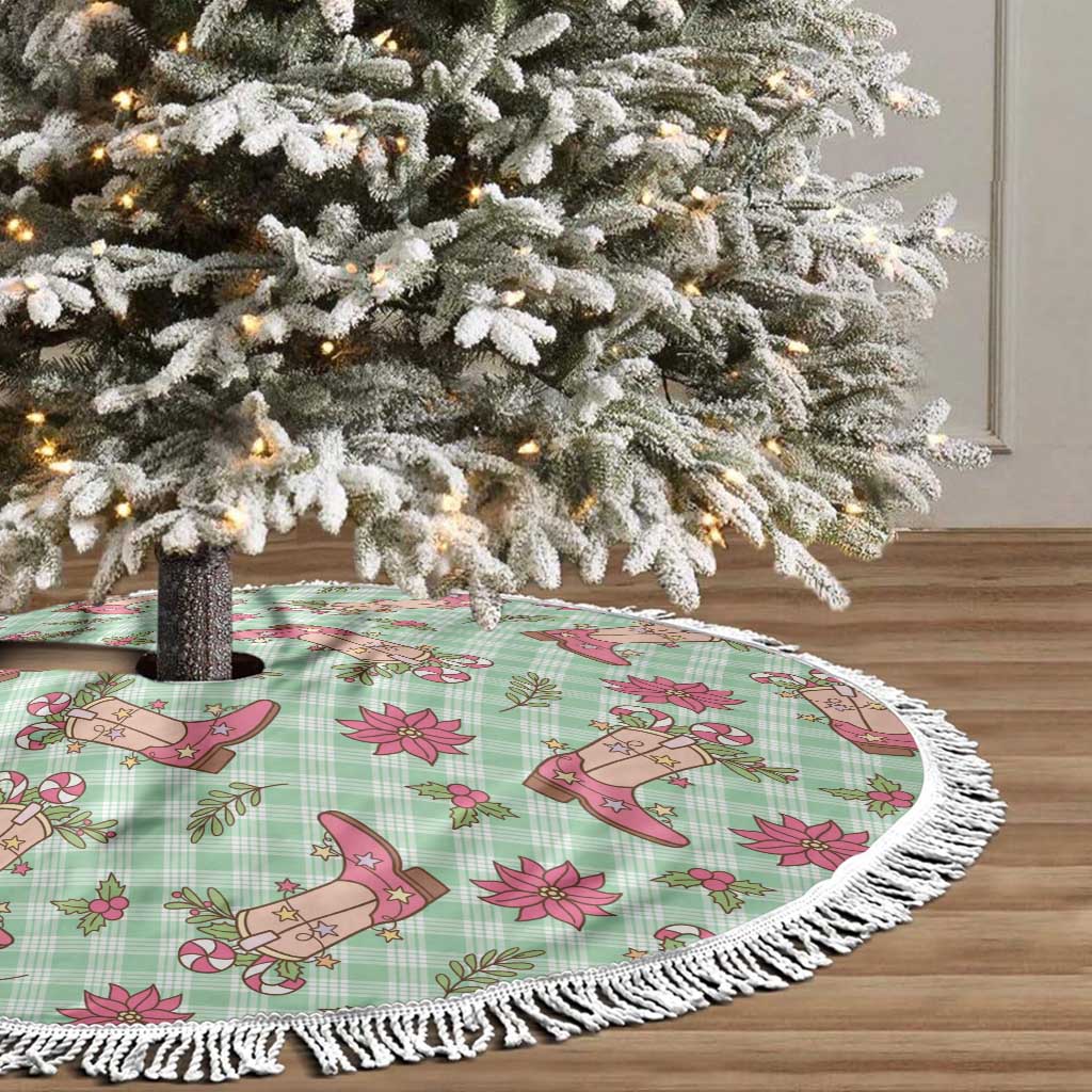 Green Paniolo Palaka Hawaiian Cowgirl Christmas Tree Skirt LT9 - Polynesian Pride
