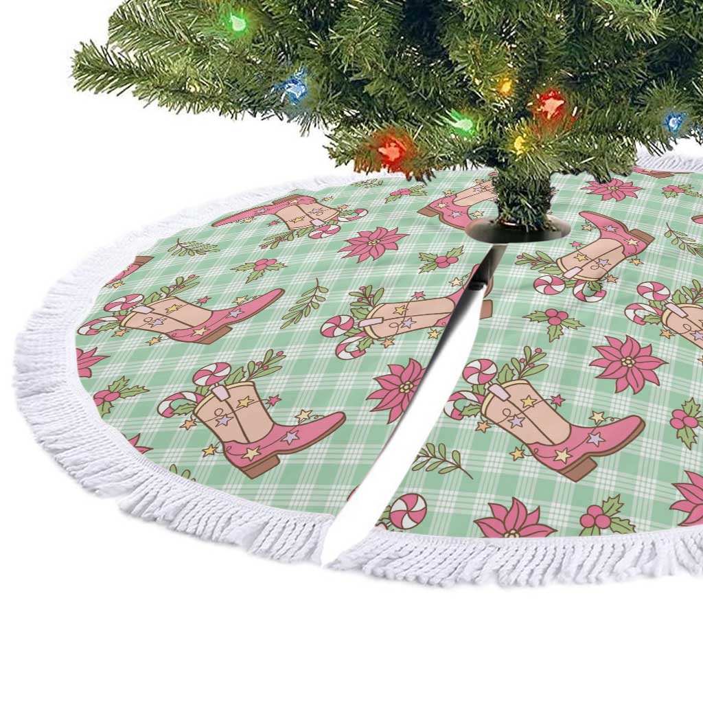 Green Paniolo Palaka Hawaiian Cowgirl Christmas Tree Skirt LT9 - Polynesian Pride