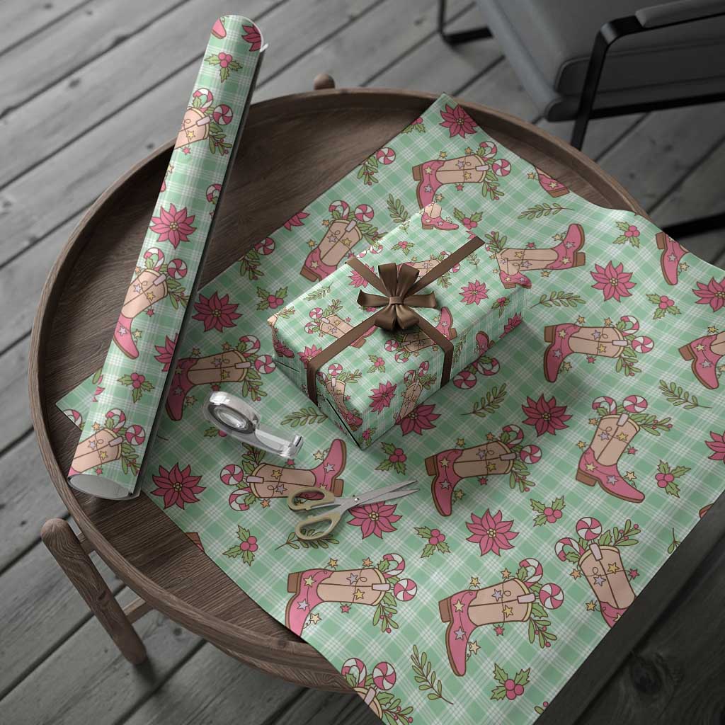 Green Paniolo Palaka Hawaiian Cowgirl Christmas Wrapping Paper LT9 - Polynesian Pride
