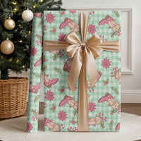 Green Paniolo Palaka Hawaiian Cowgirl Christmas Wrapping Paper LT9 - Polynesian Pride