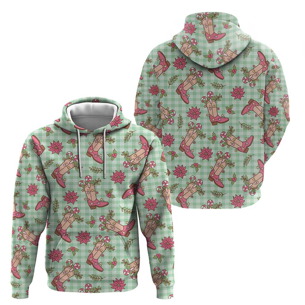 Green Paniolo Palaka Hawaiian Cowgirl Christmas Zip Hoodie - Polynesian Pride