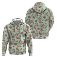 Green Paniolo Palaka Hawaiian Cowgirl Christmas Zip Hoodie - Polynesian Pride