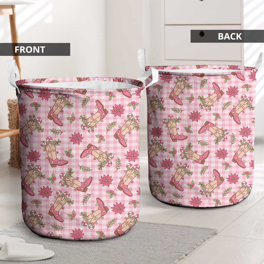 Pink Paniolo Palaka Hawaiian Cowgirl Christmas Laundry Basket LT9 - Polynesian Pride