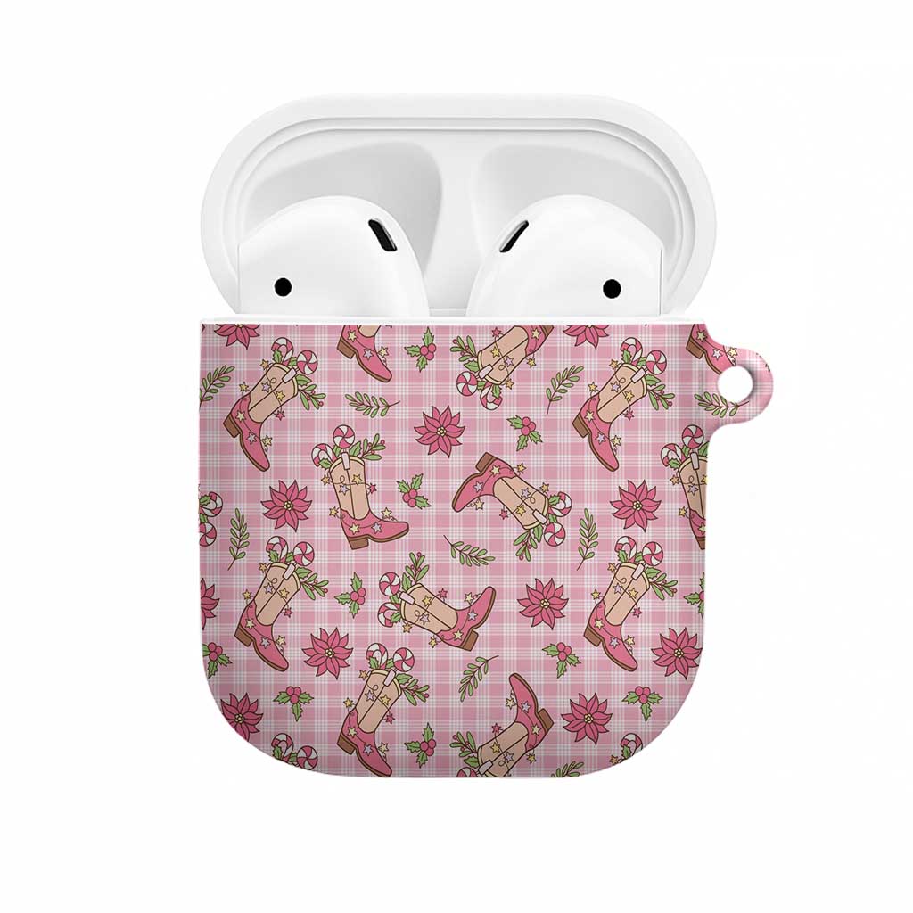 Pink Paniolo Palaka Hawaiian Cowgirl Christmas AirPods Case LT9 Pink - Polynesian Pride