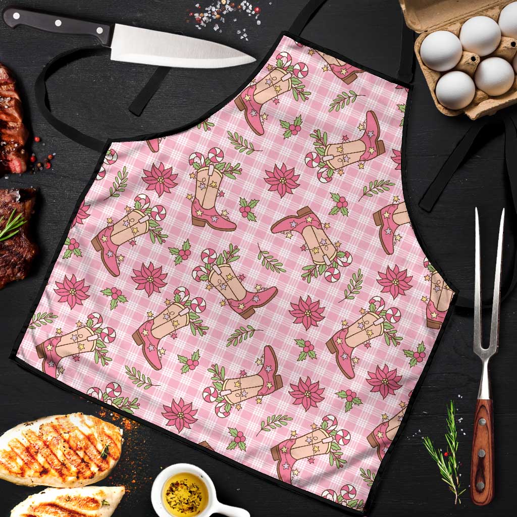 Pink Paniolo Palaka Hawaiian Cowgirl Christmas Apron - Polynesian Pride