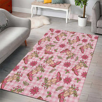 Pink Paniolo Palaka Hawaiian Cowgirl Christmas Area Rug - Polynesian Pride