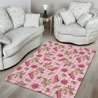 Pink Paniolo Palaka Hawaiian Cowgirl Christmas Area Rug - Polynesian Pride