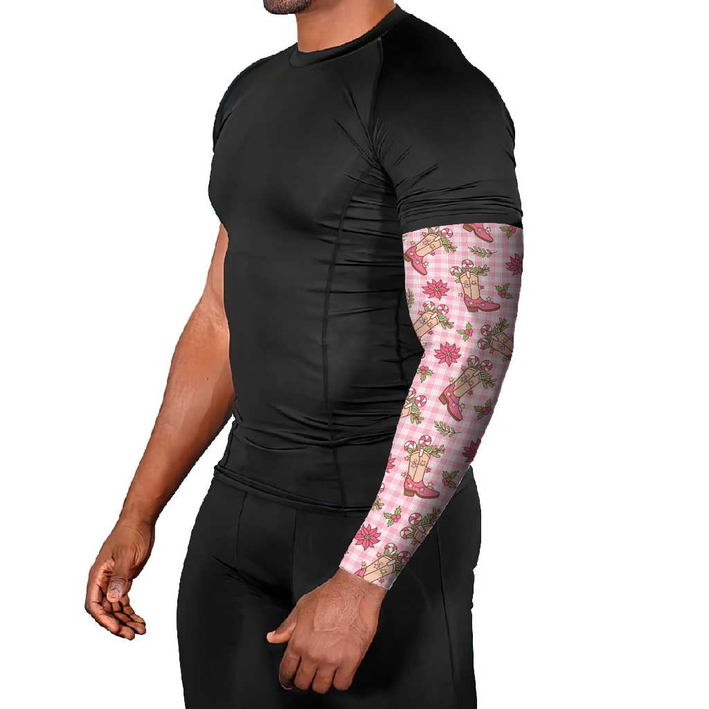 Pink Paniolo Palaka Hawaiian Cowgirl Christmas Arm Sleeves LT9 - Polynesian Pride