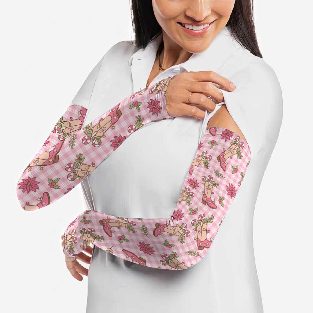 Pink Paniolo Palaka Hawaiian Cowgirl Christmas Arm Sleeves LT9 - Polynesian Pride