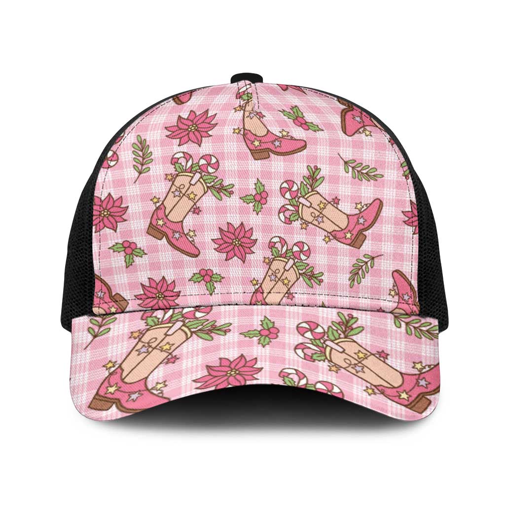 Pink Paniolo Palaka Hawaiian Cowgirl Christmas Baseball Net Cap - Polynesian Pride