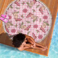 Pink Paniolo Palaka Hawaiian Cowgirl Christmas Beach Blanket - Polynesian Pride