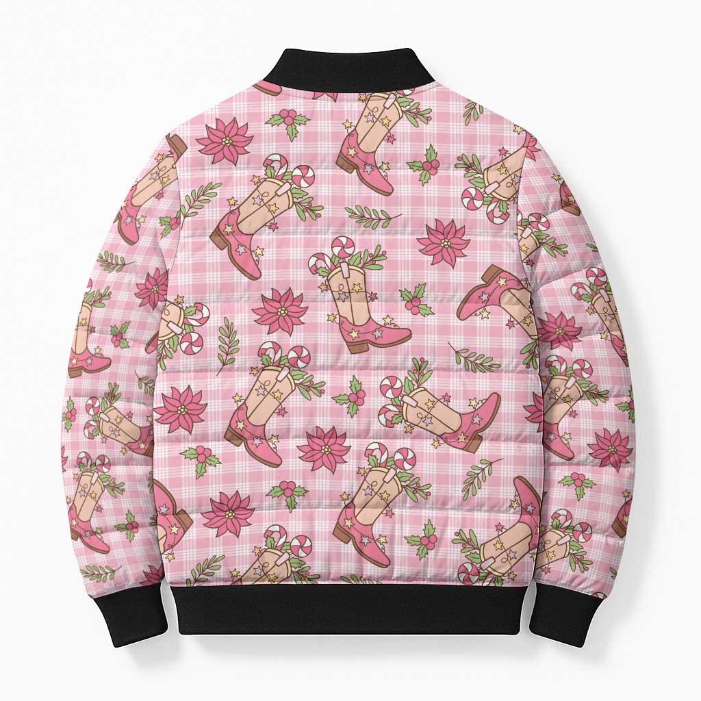 Pink Paniolo Palaka Hawaiian Cowgirl Christmas Bomber Puffer Jacket LT9 - Polynesian Pride