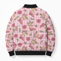 Pink Paniolo Palaka Hawaiian Cowgirl Christmas Bomber Puffer Jacket LT9 - Polynesian Pride