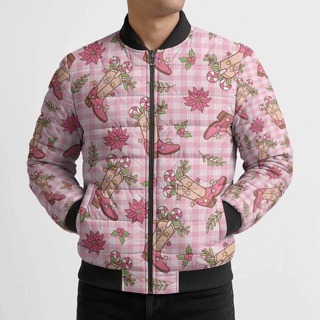 Pink Paniolo Palaka Hawaiian Cowgirl Christmas Bomber Puffer Jacket LT9 - Polynesian Pride
