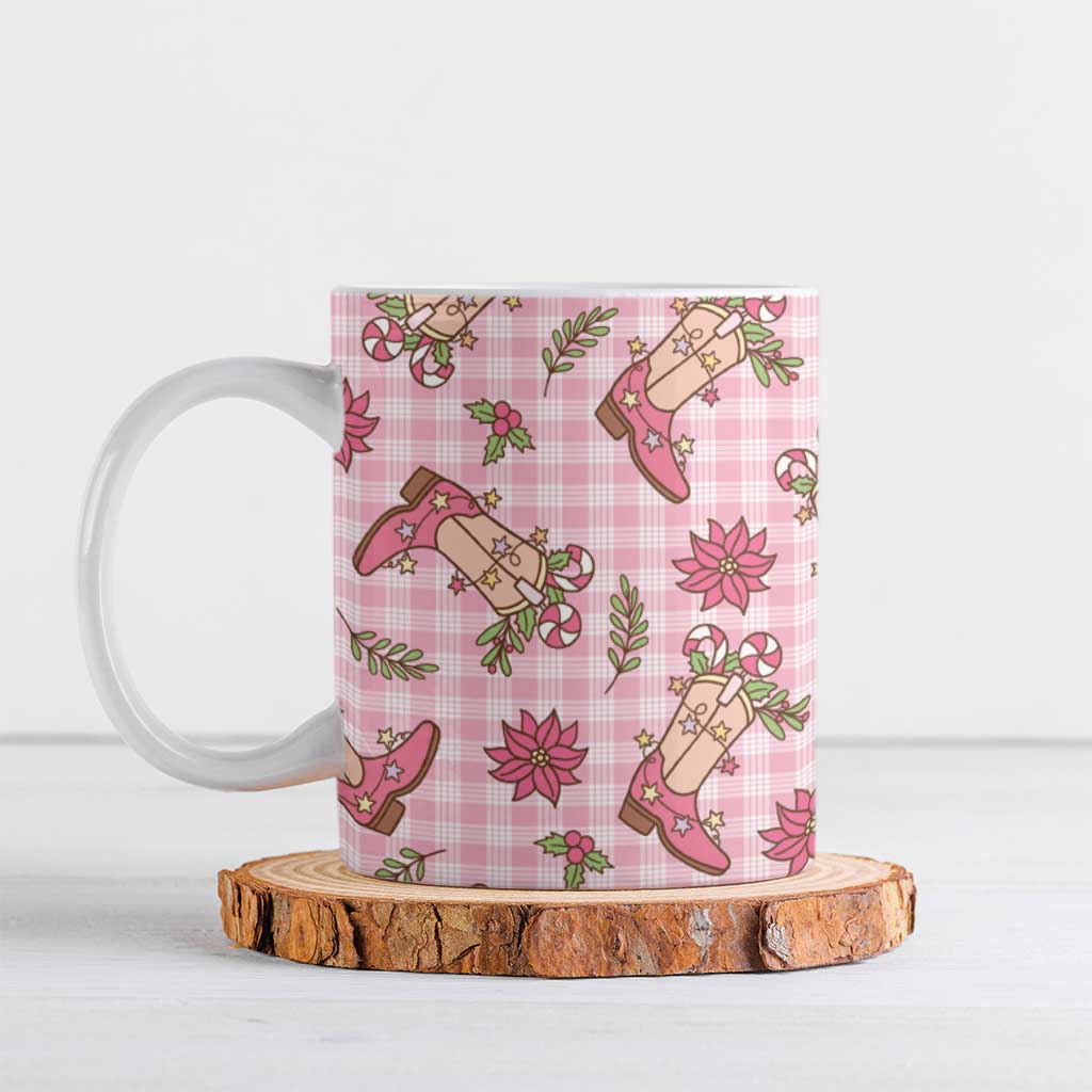 Pink Paniolo Palaka Hawaiian Cowgirl Christmas Ceramic Mug - Polynesian Pride