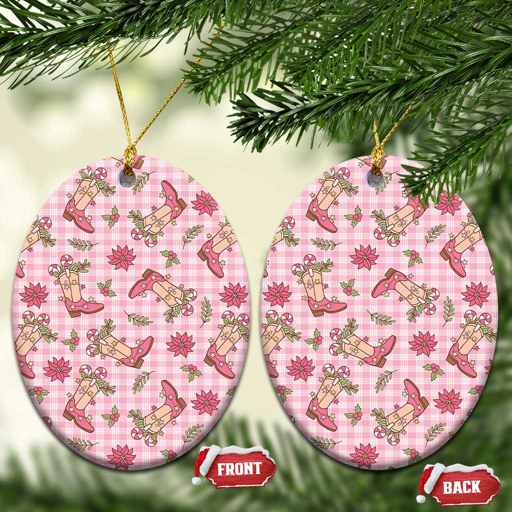 Pink Paniolo Palaka Hawaiian Cowgirl Christmas Ceramic Ornament LT9 Oval Pink - Polynesian Pride