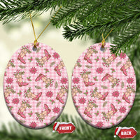 Pink Paniolo Palaka Hawaiian Cowgirl Christmas Ceramic Ornament LT9 Oval Pink - Polynesian Pride