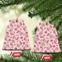 Pink Paniolo Palaka Hawaiian Cowgirl Christmas Ceramic Ornament LT9 Bell Flake Pink - Polynesian Pride