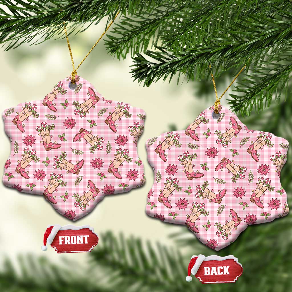 Pink Paniolo Palaka Hawaiian Cowgirl Christmas Ceramic Ornament LT9 Snow Flake Pink - Polynesian Pride