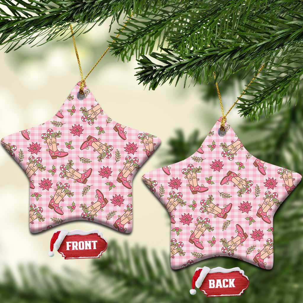 Pink Paniolo Palaka Hawaiian Cowgirl Christmas Ceramic Ornament LT9 Star Pink - Polynesian Pride