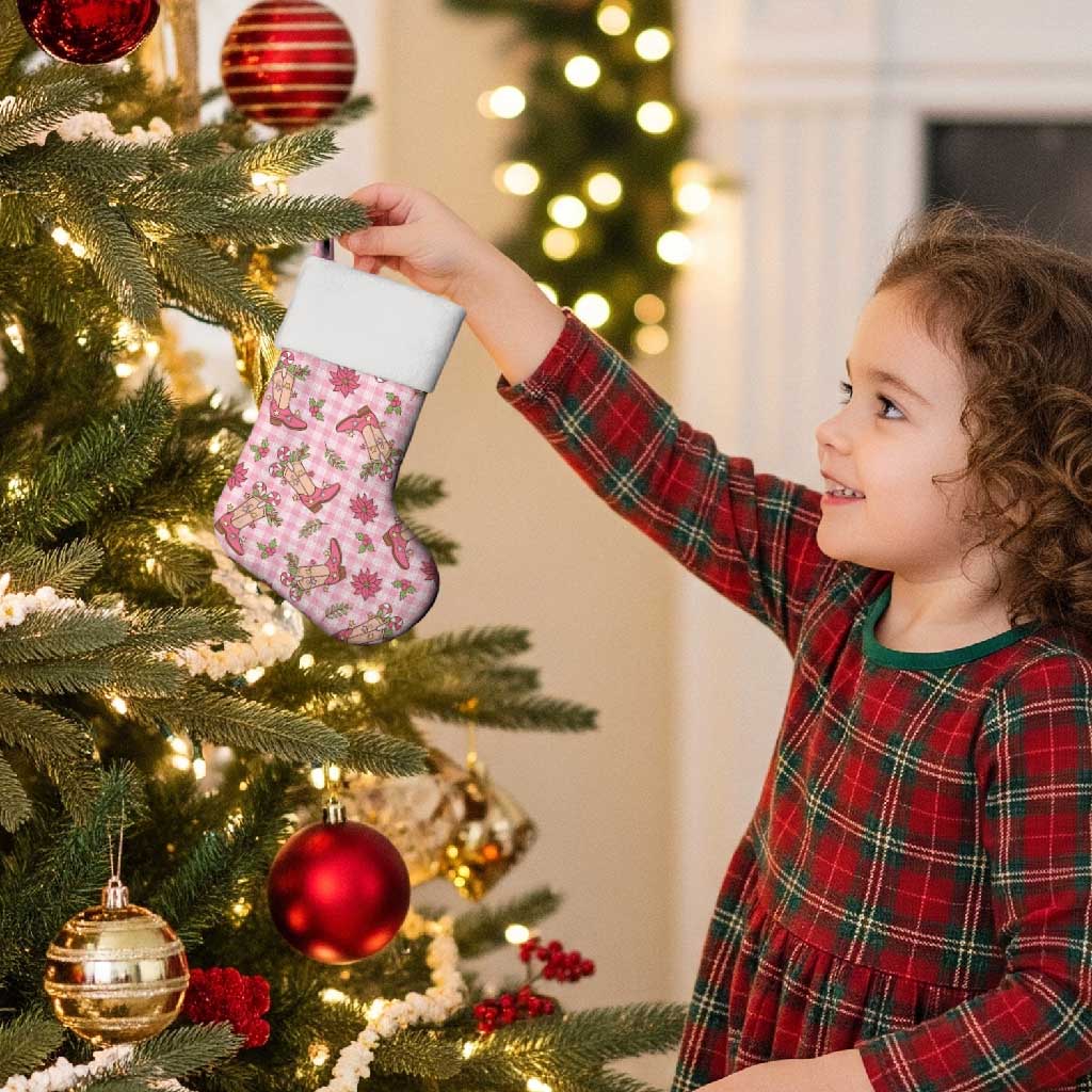 Pink Paniolo Palaka Hawaiian Cowgirl Christmas Stocking - Polynesian Pride