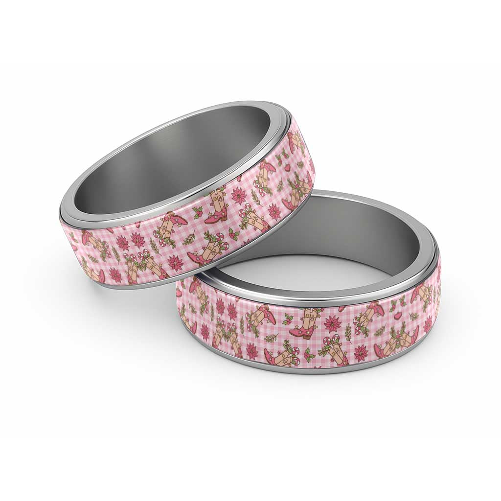 Pink Paniolo Palaka Hawaiian Cowgirl Christmas Classic Ring LT9 Sliver Pink - Polynesian Pride