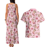 Pink Paniolo Palaka Hawaiian Cowgirl Christmas Couples Matching Tank Maxi Dress and Hawaiian Shirt - Polynesian Pride