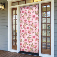 Pink Paniolo Palaka Hawaiian Cowgirl Christmas Door Cover - Polynesian Pride