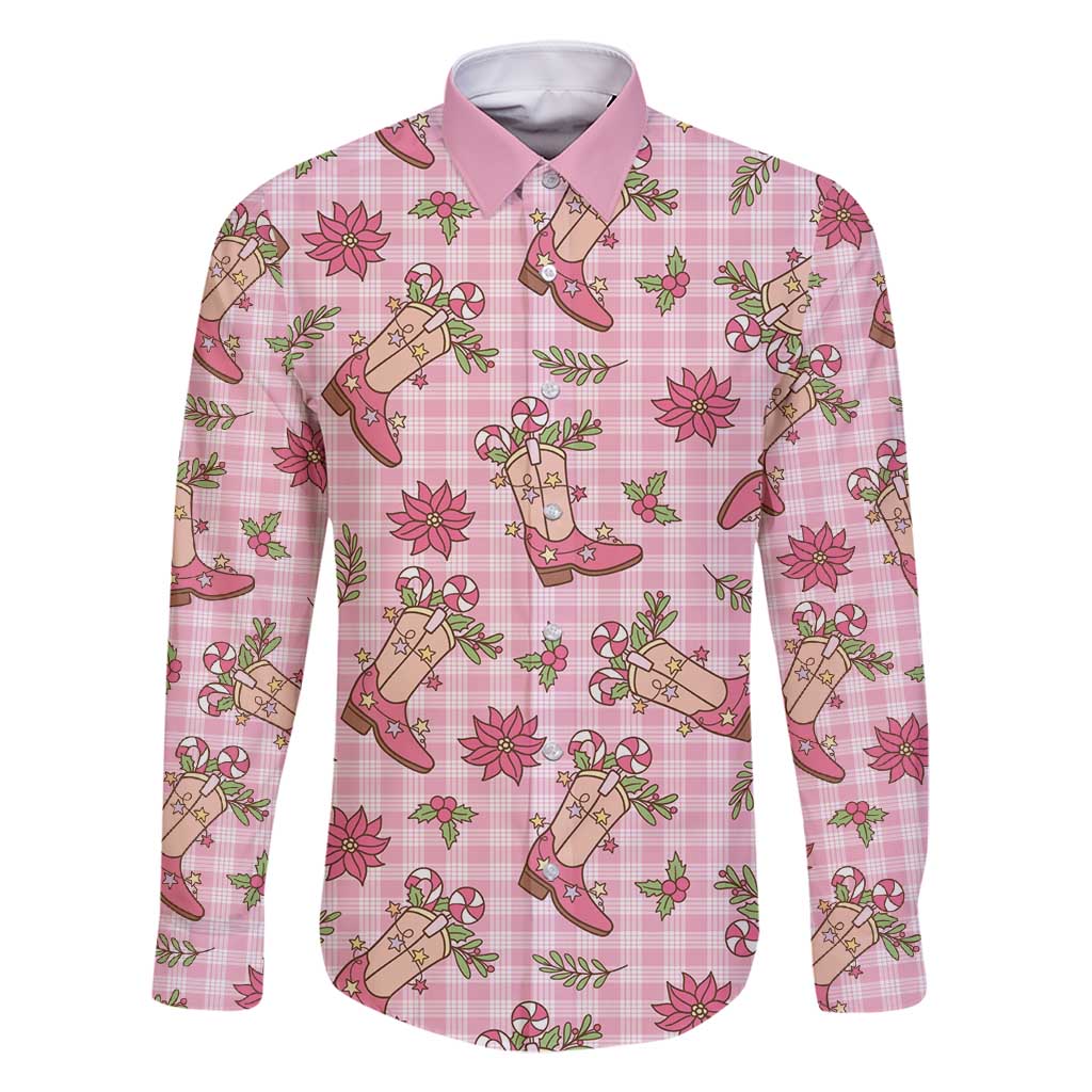 Pink Paniolo Palaka Hawaiian Cowgirl Christmas Family Matching Off Shoulder Short Dress and Hawaiian Shirt - Polynesian Pride