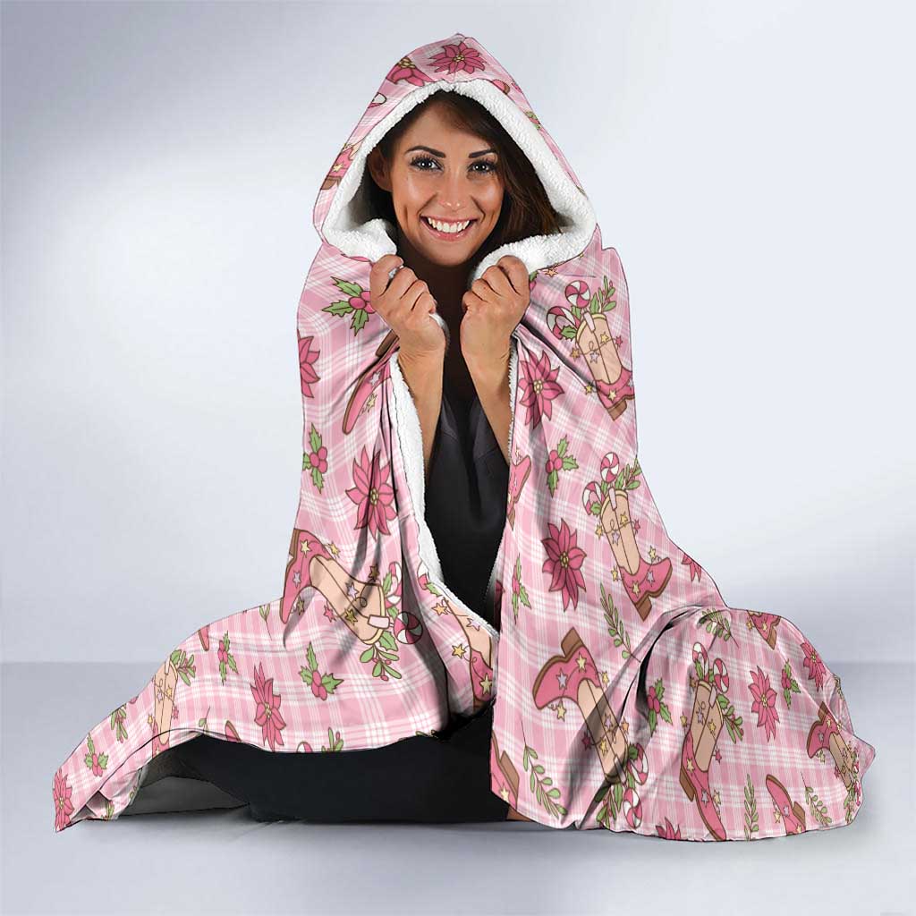Pink Paniolo Palaka Hawaiian Cowgirl Christmas Hooded Blanket LT9 - Polynesian Pride