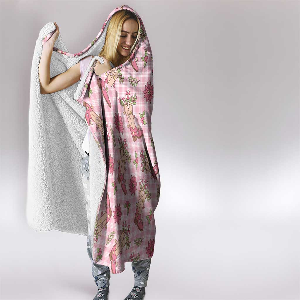 Pink Paniolo Palaka Hawaiian Cowgirl Christmas Hooded Blanket LT9 - Polynesian Pride