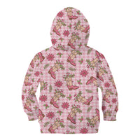 Pink Paniolo Palaka Hawaiian Cowgirl Christmas Kid Hoodie - Polynesian Pride