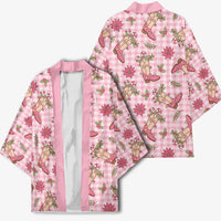 Pink Paniolo Palaka Hawaiian Cowgirl Christmas Kimono - Polynesian Pride