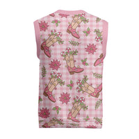 Pink Paniolo Palaka Hawaiian Cowgirl Christmas Knitted V-Neck Vest LT9 - Polynesian Pride