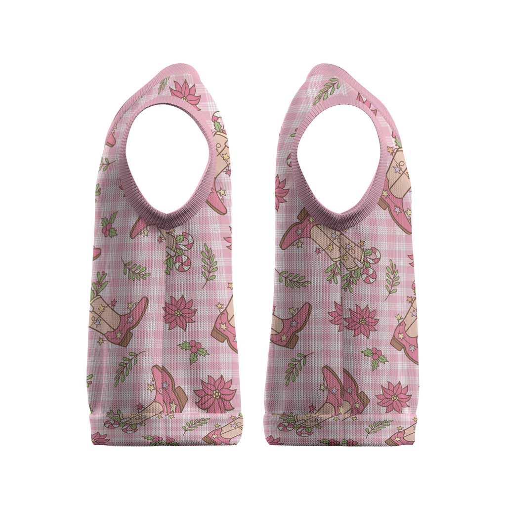 Pink Paniolo Palaka Hawaiian Cowgirl Christmas Knitted V-Neck Vest LT9 - Polynesian Pride