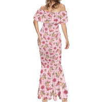 Pink Paniolo Palaka Hawaiian Cowgirl Christmas Mermaid Dress - Polynesian Pride