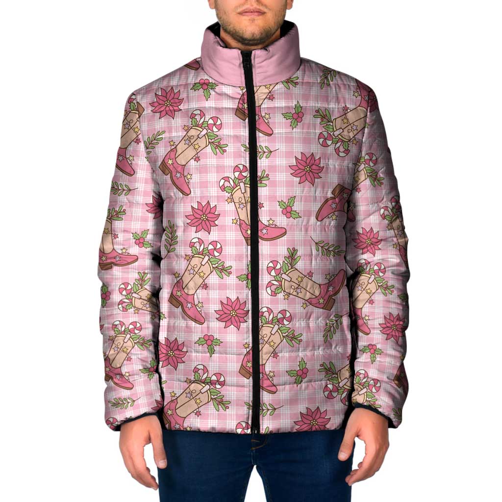 Pink Paniolo Palaka Hawaiian Cowgirl Christmas Padded Jacket LT9 Men Pink - Polynesian Pride