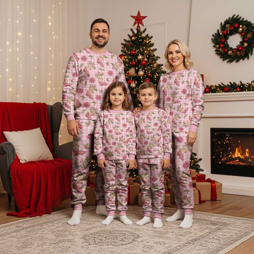 Pink Paniolo Palaka Hawaiian Cowgirl Christmas Pajama Set LT9 - Polynesian Pride