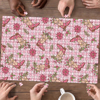 Pink Paniolo Palaka Hawaiian Cowgirl Christmas Puzzle LT9 - Polynesian Pride