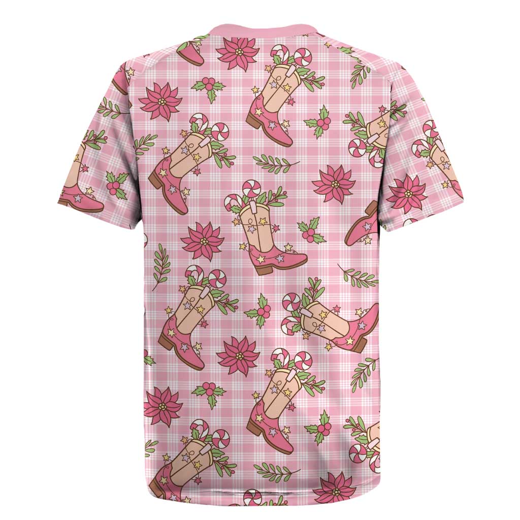 Pink Paniolo Palaka Hawaiian Cowgirl Christmas Rugby Jersey LT9 - Polynesian Pride
