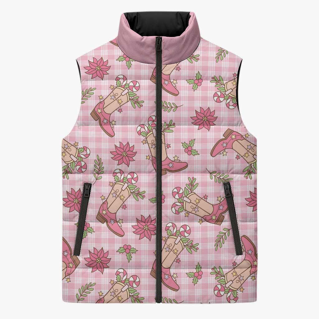 Pink Paniolo Palaka Hawaiian Cowgirl Christmas Sleeveless Puffer Jacket LT9 Unisex Pink - Polynesian Pride