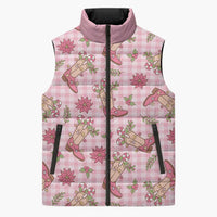 Pink Paniolo Palaka Hawaiian Cowgirl Christmas Sleeveless Puffer Jacket LT9 Unisex Pink - Polynesian Pride