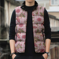 Pink Paniolo Palaka Hawaiian Cowgirl Christmas Sleeveless Puffer Jacket LT9 - Polynesian Pride