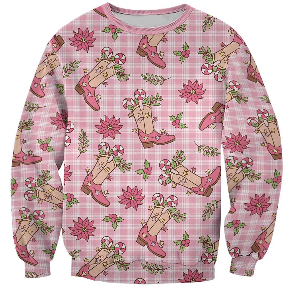 Pink Paniolo Palaka Hawaiian Cowgirl Christmas Sweatshirt - Polynesian Pride