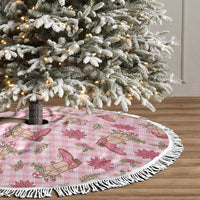 Pink Paniolo Palaka Hawaiian Cowgirl Christmas Tree Skirt LT9 - Polynesian Pride