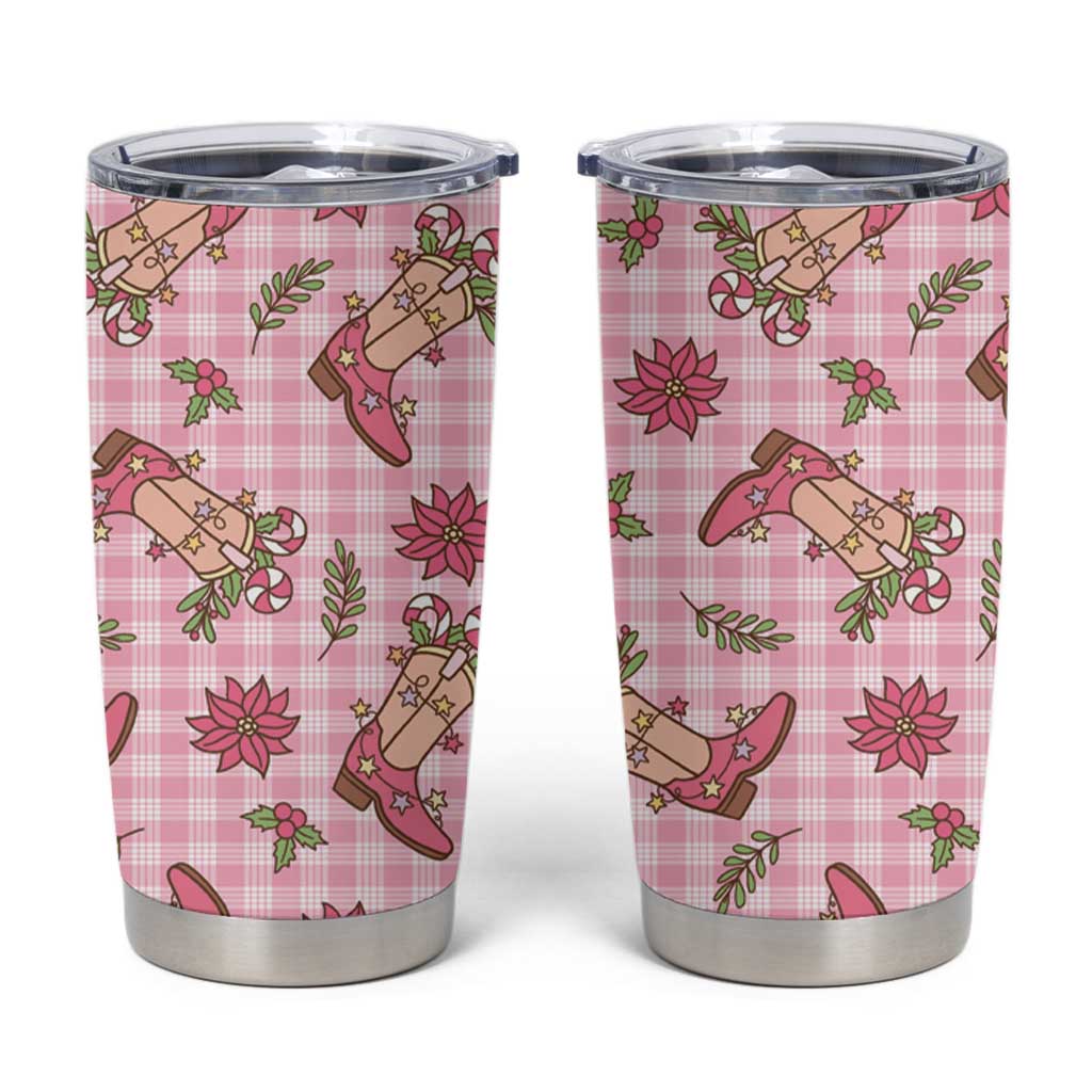 Pink Paniolo Palaka Hawaiian Cowgirl Christmas Tumbler Cup - Polynesian Pride