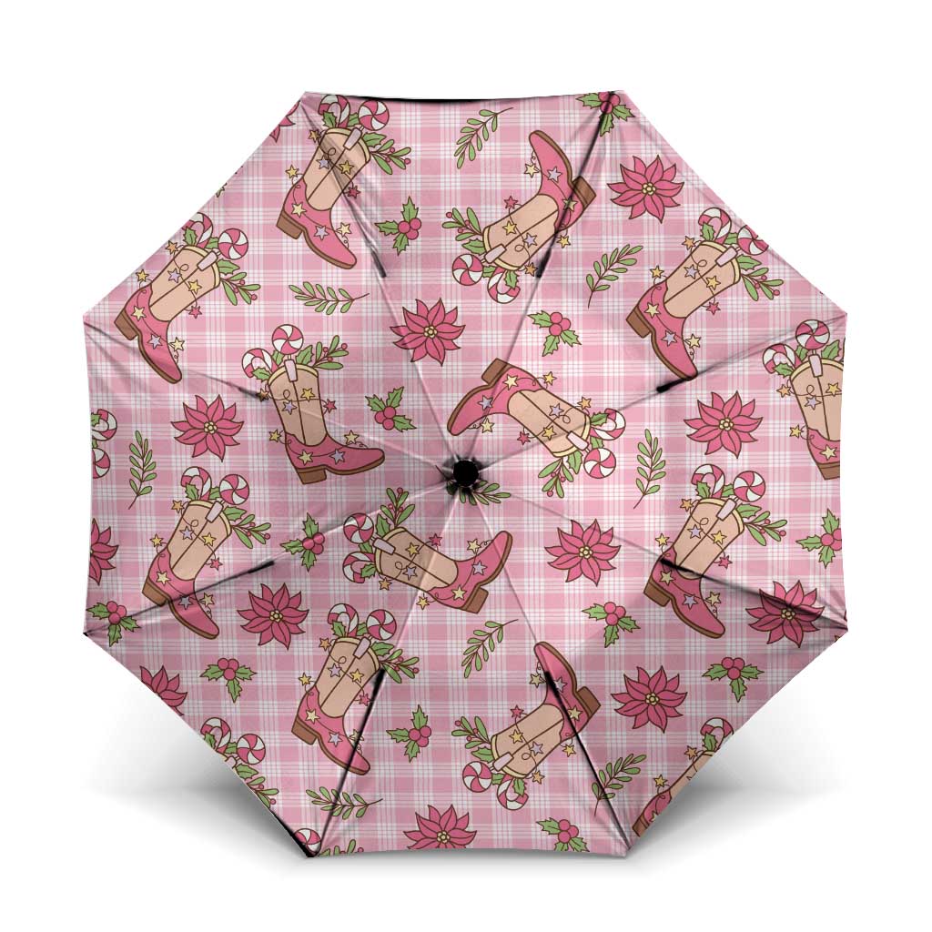 Pink Paniolo Palaka Hawaiian Cowgirl Christmas Umbrella - Polynesian Pride