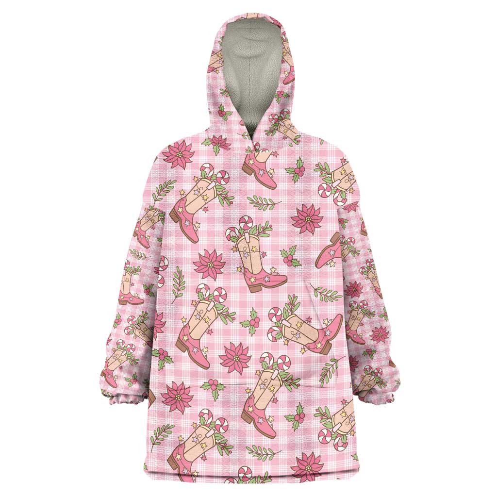 Pink Paniolo Palaka Hawaiian Cowgirl Christmas Wearable Blanket Hoodie - Polynesian Pride